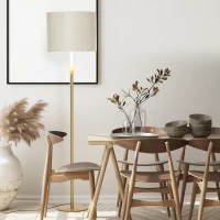 HOMCOM Stehlampe Stehleuchte für Wohnzimmer Schlafzimmer Büro, Weiß Metall, Poly Baumwolle, Ø40 x 160H cm(m-7)