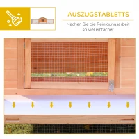 PawHut Kleintierstall Kleintierkäfig, 2 Freigehegen, 2 Rampen, 309 cm x 79 cm x 86 cm, Natur + Grün(m-6)