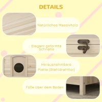 PawHut Kleines Haustierhaus für Katzen und Zwergkaninchen, Haustierhütte, faltbar, Massivholz, 78 x 51 x 62 cm(m-6)