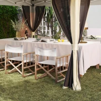 Outsunny Cenador Plegable 3,6x3,6 m con Laterales de Malla UPF50+ Altura Ajustable Bolsa con Ruedas y Bolsas de Arena Crema(m-9)