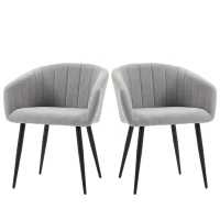HOMCOM Set 2 Sedie Imbottite Moderne con Rivestimento in Tessuto per Soggiorno e Salotto, Grigio Chiaro(m-10)