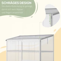 Outsunny Gewächshaus mit Fundamentrahmen, Polycarbonat-Gehäuse, 2 Regalböden, Aluminiumrahmen, 131 x 58 x 139,5 cm(m-7)