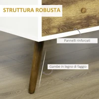 HOMCOM Tavolino da Salotto in Stile Nordico con 4 Cassetti, 100x53.3x45cm - Bianco e Color Legno(m-6)