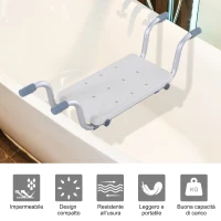 HOMCOM Sedile per Vasca in Lega di Alluminio e Plastica, Sgabello per Vasca da Bagno Larghezza Regolabile 73-83cm, Max. Carico 150kg(m-6)