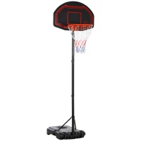 HOMCOM Basketball Hoop Stand Portable Adjustable Height 2.1-2.6m w/ Wheels, Sturdy Rim Stable Base, Black(m-1)