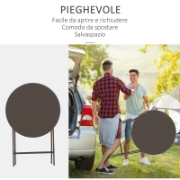 Outsunny Tavolino con Sedie da Giardino Pieghevoli in Acciaio Marrone, Set 3 Pz per Balcone, Terrazzo, Esterno(m-5)