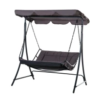 Outsunny 2 Seater Garden Swing Seat Bed, Sun Lounger with Adjustable Canopy, Cushioned Seat and Weather Resistant Steel Frame for Patio, Yard, Grey(m-1)