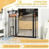 PawHut Barrière de sécurité pour animaux système de double verrouillage sans perçage 74 à 80 cm acier bois de pin noir(m-5)