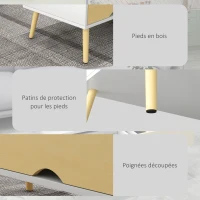 HOMCOM Table basse de salon rectangulaire avec 2 tiroirs et 1 compartiment ouvert 90 x 48 x 39 cm blanc et naturel(m-6)