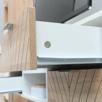 HOMCOM Mueble de TV para Televisores de hasta 47 Pulgadas Mesa para TV de Salón Moderna con 4 Cajones 2 Estantes Abiertos y Gestión de Cables 120x39x48 cm Roble y Blanco(m-9)