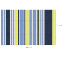 Outsunny Reversible Outdoor Rug, Waterproof Plastic Straw Mat for Backyard, Deck, RV, Picnic, Beach, Camping, 121 x 182 cm, Dark Blue and Yellow(m-3)