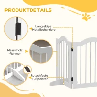 PawHut Hunde-Absperrgitter, 5 Paneele, klappbar, flexibel, Massivholz/MDF, 254,5x29,5x61 cm, Weiß(m-6)