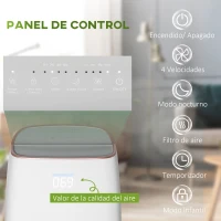 HOMCOM Purificador de Aire con Filtro HEPA de 3 Capas CADR 220 m³/h hasta 28 m² Purificador de Sobremesa 30x17x53 cm Blanco(m-6)