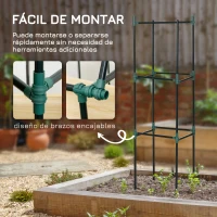 Outsunny Juego de 3 Enrejados de Jardín Soportes para Plantas Trepadoras con Marco de Acero 38x38x182 cm Verde(m-5)