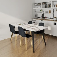 HOMCOM Modern Dining Chairs Set of 4, Kitchen Chairs with Backrest and Steel Legs for Dining Room, Living Room, Black(m-8)