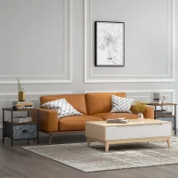 HOMCOM Set of 2 Bedside Table, Nightstand with Non-Woven Fabric Drawer, Side Table, End Table for Living room, Bedroom, Rustic Brown(m-10)