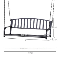 Outsunny Garden Swing Chair Patio Metal 2 Seater Swing Bench Porch Balcony Bench Loveseat Minimalist Style - Black(m-3)