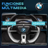 HOMCOM Coche Eléctrico para Niños 37-72 Meses Autorización BMW I4 con Control Remoto y Cinturón de Seguridad 115x67x45cm Negro(m-6)
