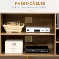 HOMCOM Meuble TV jusqu'à 50 pouces avec 4 compartiments 4 tiroirs 2 passe-câbles et 1 placard pieds épingles métal noir(m-5)