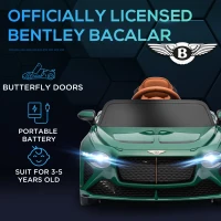 HOMCOM Bentley Bacalar Licensed 12V Kids Electric Car, with Remote Control, Horn, Lights, Music, Suspension Wheels, Green(m-4)