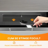 HOMCOM Șemineu pe Bioetanol de Perete cu Arzător 0,9L pentru Durată 3,3 Ore și Acoperire 20m², 48x18x59 cm, Argintiu(m-5)