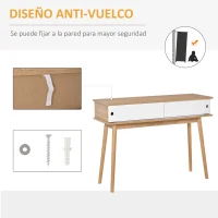 HOMCOM Mueble Recibidor Mesa de Consola con Doble Puerta Corredera Mesa Auxiliar Moderna para Entrada Pasillo Salón 100x35x75 cm Madera Natural(m-5)