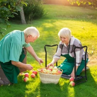 Outsunny 2 In 1 Garden Kneeler Seat Kneeling Pad Support Bench Foldable Knee Protector, Grey(m-2)