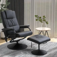HOMCOM Deluxe Faux Leather Massage Recliner Chair Easy Sofa Armchair Beauty Couch Bed with Foot Stool Black(m-2)
