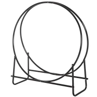 HOMCOM Range-bûches porte-bûches support bois de cheminée design contemporain 102L x 40l x 114H cm métal noir(m-8)