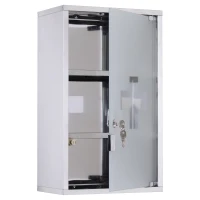 HOMCOM Armario de Medicinas Botiquín Gabinete de Primero Auxilios Acero Inox 3 Estantes Caja Colgante de Pared con Cerradura(m-10)