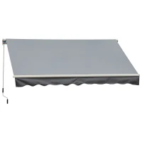Outsunny Store banne Manuel rétractable Angle Réglable Aluminium Polyester imperméabilisé 3,5 x 2,5 m gris clair(m-1)