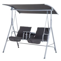 Outsunny Hollywoodschaukel Gartenschaukel Schaukel 2-Sitzer mit Sonnendach Grau 175 x 112 x 165 cm(m-10)