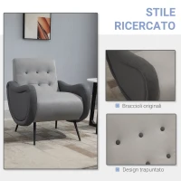 HOMCOM Poltrona Moderna Grigia per Camera da Letto o Soggiorno, in Tessuto effetto Lino e Metallo, 72x81x86 cm, Grigio(m-4)