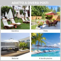 Outsunny Ombrellone Doppio 2.7x2.7 m con Meccanismo a Manovella, in Legno, Bambù e Poliestere, Bianco(m-7)