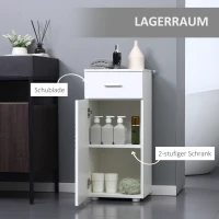 kleankin Badezimmerschrank Badschrank Multifunktionsschrank mit 1 Schublade 1 Türschrank Regal verstellbar Spanplatte Weiß 35 x 30 x 77,5 cm(m-6)