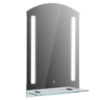 kleankin Specchio Bagno con Luce LED e Interruttore Touch, Mensola in Vetro e Struttura Alluminio, IP44, 50x70 cm Argento(m-9)