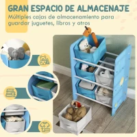 AIYAPLAY Estantería Infantil para Niños de +3 Años Estantería para Juguetes con 6 Cajas de Tela no Tejida 43x30x60 cm Azul(m-4)