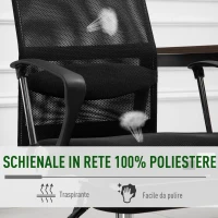 Vinsetto Poltrona da Ufficio Ergonomica, Altezza Regolabile, Reclinabile, Poggiapiedi Estraibile, Supporto Lombare, Nero(m-7)