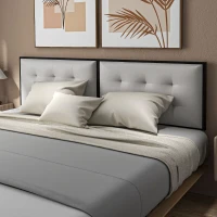 HOMCOM Testiera Letto Matrimoniale in Microfibra Imbottita Trapuntata a Bottoni per Letti da 180cm, Grigio(m-7)