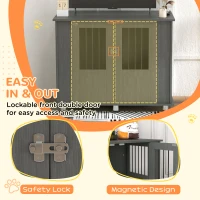 PawHut Dog Crate Table for Medium and Large Dogs with Magnetic Door for Indoor Use, 95 x 55 x 75 cm, Grey(m-6)