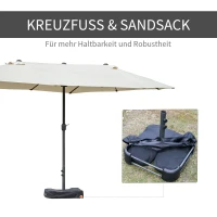Outsunny Sonnenschirm Gartenschirm Marktschirm Doppelsonnenschirm Terrassenschirm mit Schirmständer Handkurbel Cremeweiß Oval 460 x 270 x 240 cm(m-7)