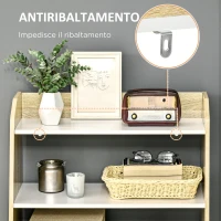 HOMCOM Mobile da Salotto con Scaffale Aperto a 2 Livelli e Armadietto a 2 Ante, in Truciolato e Legno di Pino, 58x30x93 cm(m-6)