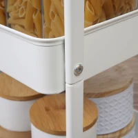 HOMCOM Carrito de Cocina con Ruedas Carro de Almacenamiento con Cajón Extraíble 2 Cestas y Frenos para Baño Salón Dormitorio 43,9x30,5x75,6 cm Blanco(m-9)