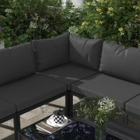 Outsunny Conjunto de Muebles de Jardín 7 Piezas Incluye Sofá de 5 Módulos con Cojines y 2 Mesas de Centro para Terraza Patio Gris(m-9)