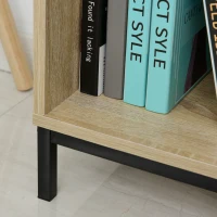 HOMCOM Librería Estantería para Libros CDs DVDs con 5 Compartimentos Cajón 2 Armarios de Puerta y Dispositivo Antivuelco 60x30x150 cm Madera Natural(m-7)