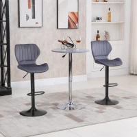 HOMCOM Bar Stool Set of 2 Velvet-Touch Fabric Adjustable Height Swivel Counter Chairs with Footrest, Grey(m-2)