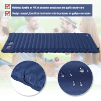 Outsunny Matelas autogonflant de camping - grand confort 2 personnes - pliable avec sac de transport inclus - bleu marine(m-5)