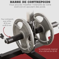 HOMCOM Station de musculation pour tirage poitrine - lat pulldown machine - banc de musculation dim. 107L x 120I x 190H cm acier noir(m-6)