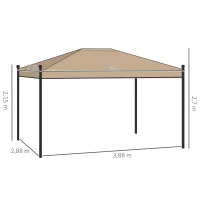 Outsunny Pavillon Gartenpavillon 3x4 m Gartenzelt Festzelt Partyzelt mit 4 x Seitenwände Moskitonetz Metall Polyester Beige(m-3)