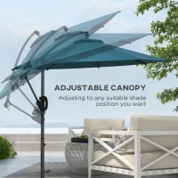 Outsunny 3m Offset Cantilever Parasol Umbrella, with Cross Base - Blue(m-5)